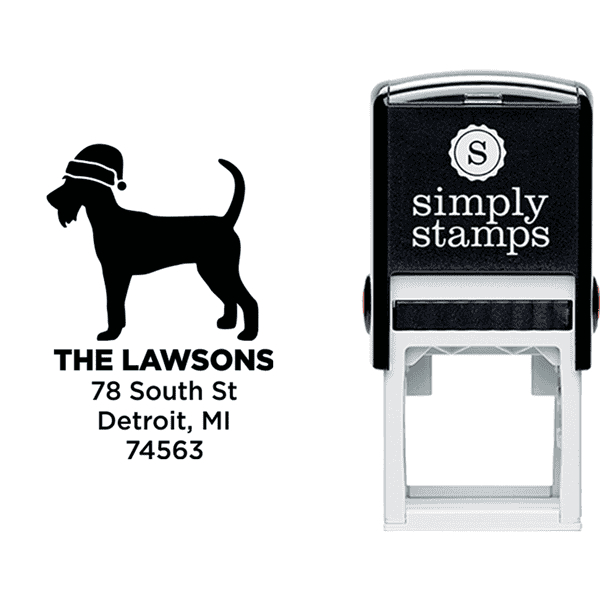 Schnauzer Dog With Santa Hat Holiday Address Stamp
