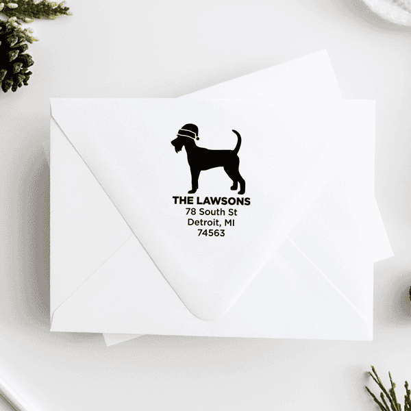 Schnauzer Dog With Santa Hat Holiday Address Stamp