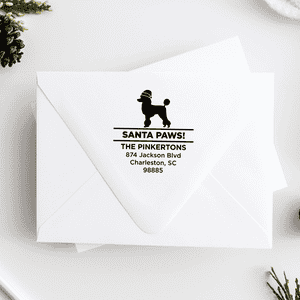 Santa Paws Poodle Holiday Address Stamp