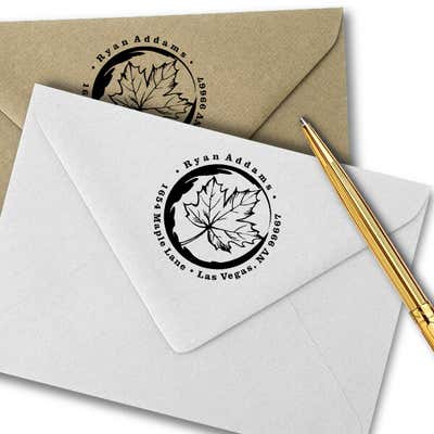 Fall Maple Leaf Custom Address Stamp - alternate view