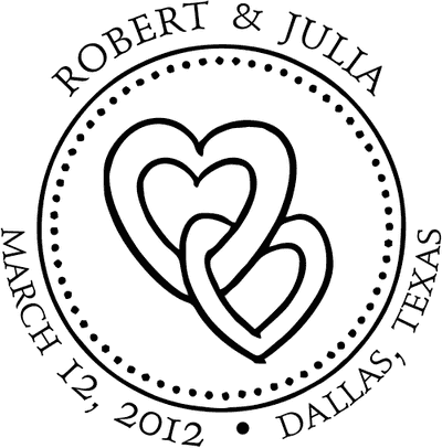 Linked Hearts Round Wedding Stamp