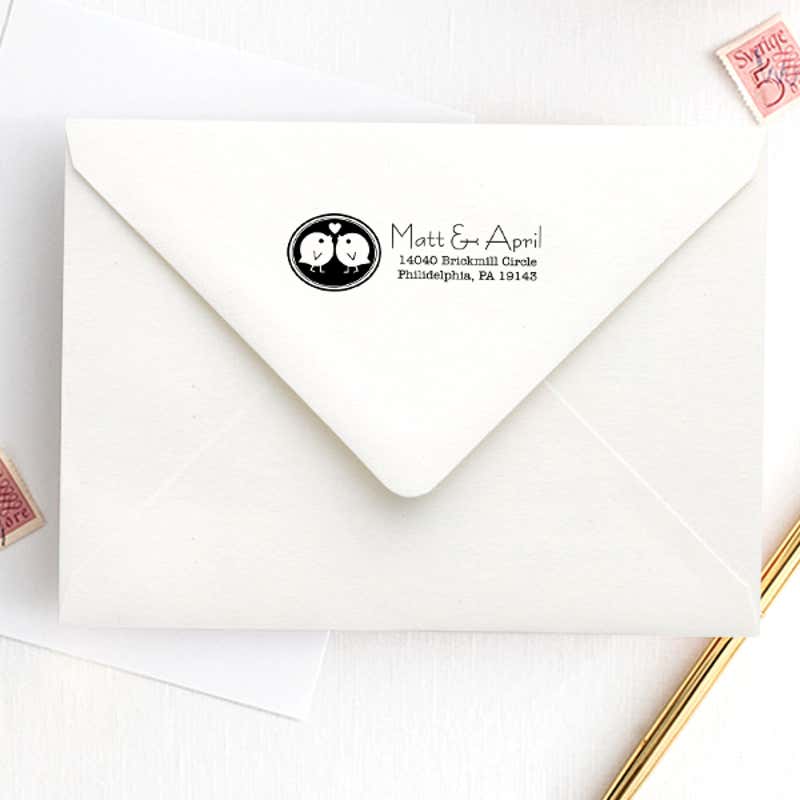 Love Bird Wedding Stamp Imprint Example
