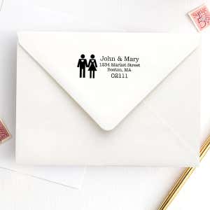 Married Couple Icon Return Address Stamp Imprint Example