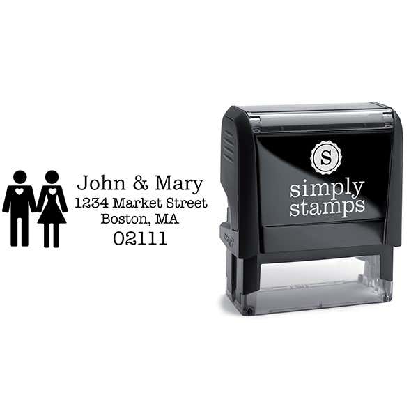 Married Couple Icon Return Address Stamp Body and Design