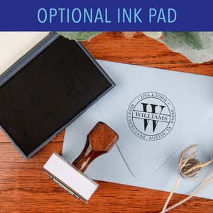Ink Pad Color Options Next to Wood Handle Stamp