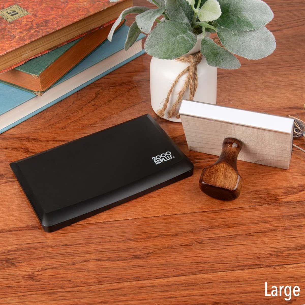 Large Black Ink Pad with Hand Stamp