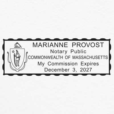 Massachusetts Notary Seal Impression on White Background