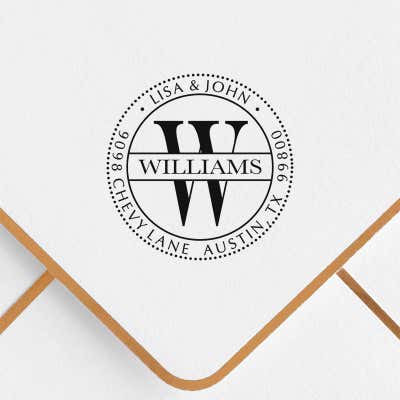 Round Monogram Self-Inking Address Stamp - Williams - alternate view