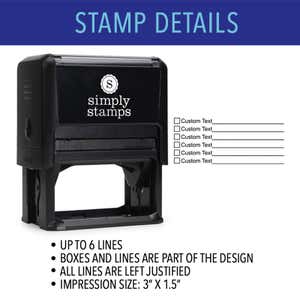 6 Line Box Form Custom Rubber Stamp Details