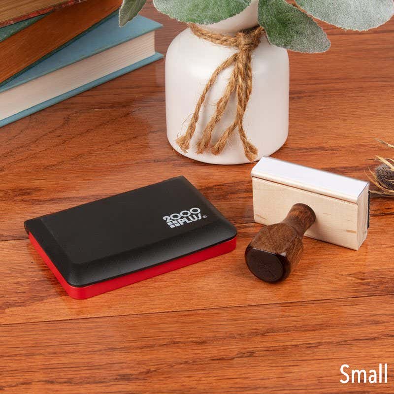 Small Red Ink Pad with Hand Stamp