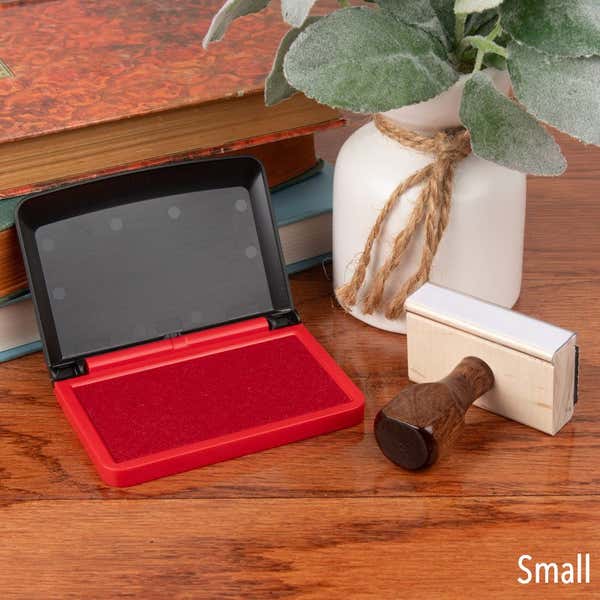 Opened Small Red Ink Pad with Hand Stamp