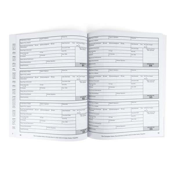 The Inside of the Complete Notary Records Book 