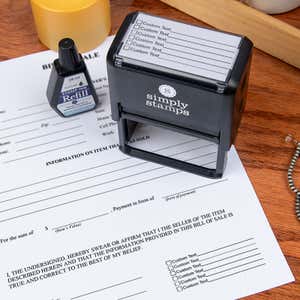 6 Line Box Form Custom Rubber Stamp on Form 2 (lifestyle)