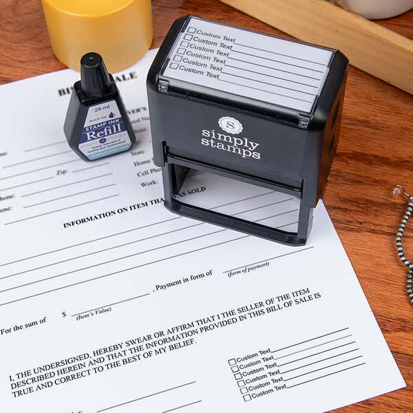 6 Line Box Form Custom Rubber Stamp on Form 2 (lifestyle)