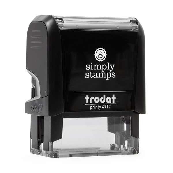 Angled view of Trodat Printy 4912 used with Medium Signature Stamp Bottom Impression