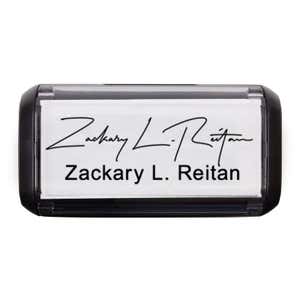 Overhead view of Extra Large Signature Stamp Bottom with Trodat Printy 4914 Self-Inking Stamp Bod