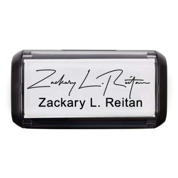 Overhead view of Extra Large Signature Stamp Bottom with Trodat Printy 4914 Self-Inking Stamp Bod