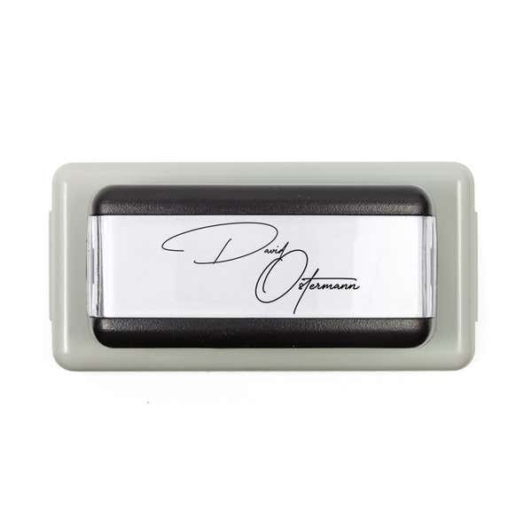 Overhead view of Pre-Inked Signature Stamp Using the MaxLight MAX-115S by Trodat