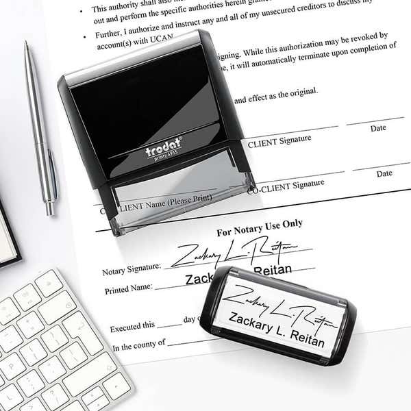 Example of Extra Large Signature Stamp Bottom with Trodat Printy 4914 Self-Inking Stamp Bod