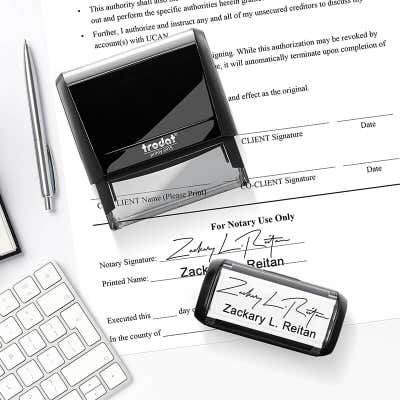 Extra Large Signature Stamp with Name at Bottom, 1" x 2.65" Impression Size - alternate view