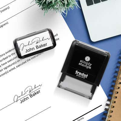 Medium Signature Stamp with Name Printed, 0.65" x 1.8"  - alternate view