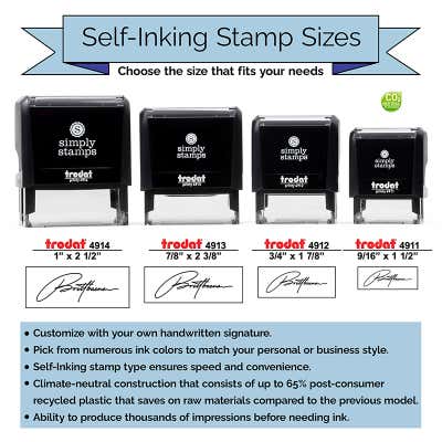 Extra Large Signature Stamp with Name at Bottom, 1" x 2.65" Impression Size - alternate view