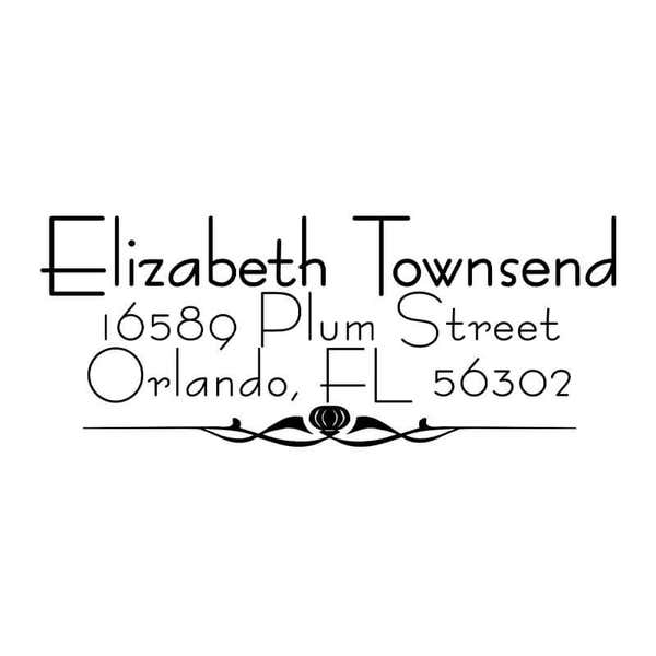Natural Deco Accent Return Address Stamp Design on White Background