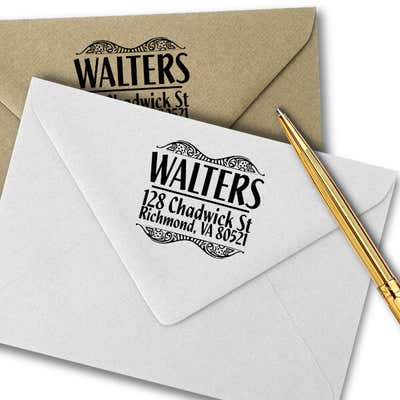 Bold Artistic Curves Return Address Stamp - alternate view
