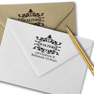 Floral Curve Accent Return Address Stamp - alternate view