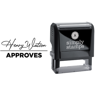 Approved with Custom Signature Text Business Stamp