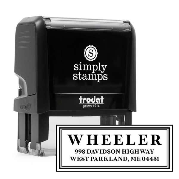 Boxed Serif Stamp Impression in front of Stamp Body