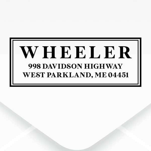 Boxed Serif Stamp Impression on Envelope
