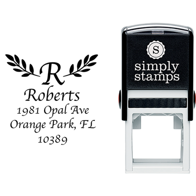 Initial with Branches 1.5" Address Stamp