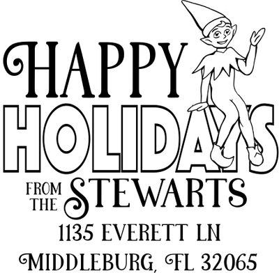 Cartoon Elf 1.5" Holiday Address Stamp - alternate view