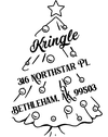 Holiday address stamp design featuring ‘Cartoon Christmas Tree’ with personalized family name and address.