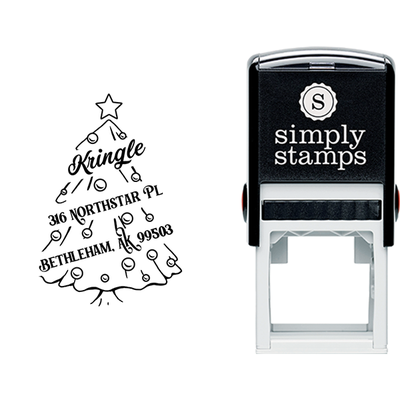 Cartoon Christmas Tree 1.5" Address Stamp - alternate view