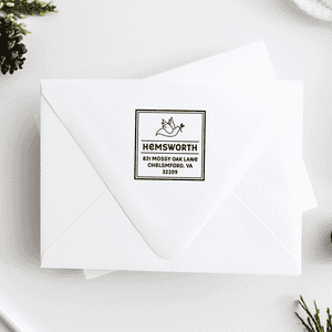 Dove Delivering Flower 1.5" Square Address Stamp in use