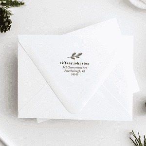 Elegant Branch 1.5" Address Stamp in use