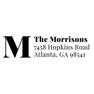 Elevated Monogram Address Stamp Design on White Background