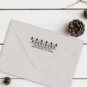 Geometric Christmas 2.5" Holiday Address Stamp in Use