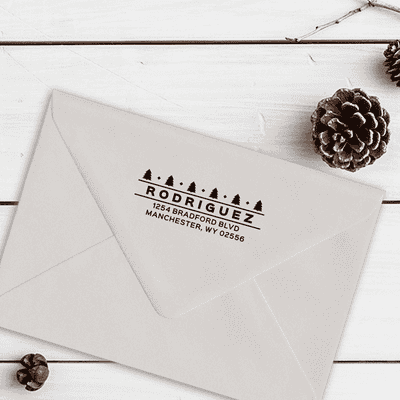 Geometric Christmas 2.5" Holiday Address Stamp - alternate view