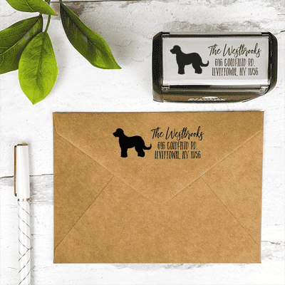 Golden Doodle Dog Personalized Address Stamp - alternate view