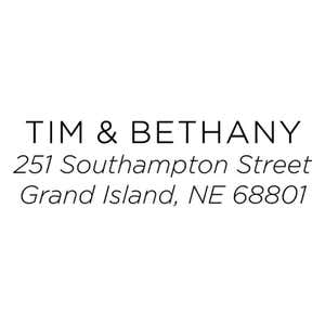 Light Sans Serif Address Stamp impression on white background