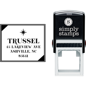 Modern Border with Star 1.5" Address Stamp