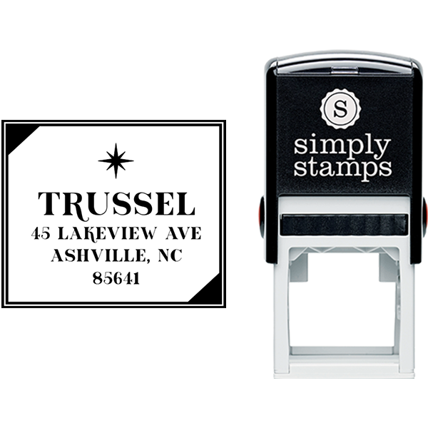 Modern Border with Star 1.5" Address Stamp