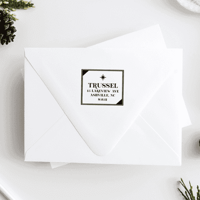 Modern Border with Star 1.5" Address Stamp - alternate view