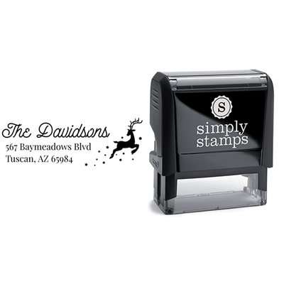 Reindeer with Stars 2.5" Holiday Return Address Stamp - alternate view