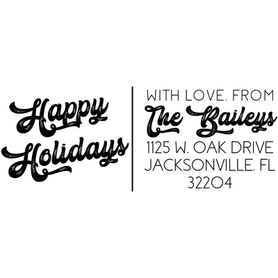 Vintage Inspired Happy Holidays Custom Address Stamp
