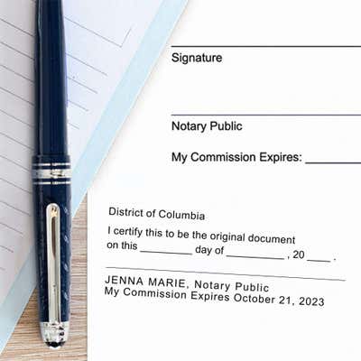 District of Columbia Original Document Notary Stamp - alternate view