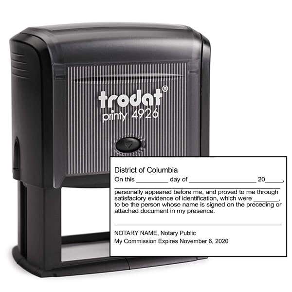 District of Columbia Signature Witness Notary Stamp